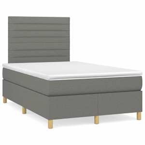 Box spring postel s matrací a LED tmavě šedá 120x190 cm textil - obrázek 1