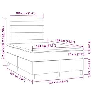 Box spring postel s matrací a LED tmavě hnědá 120x190 cm textil - obrázek 10