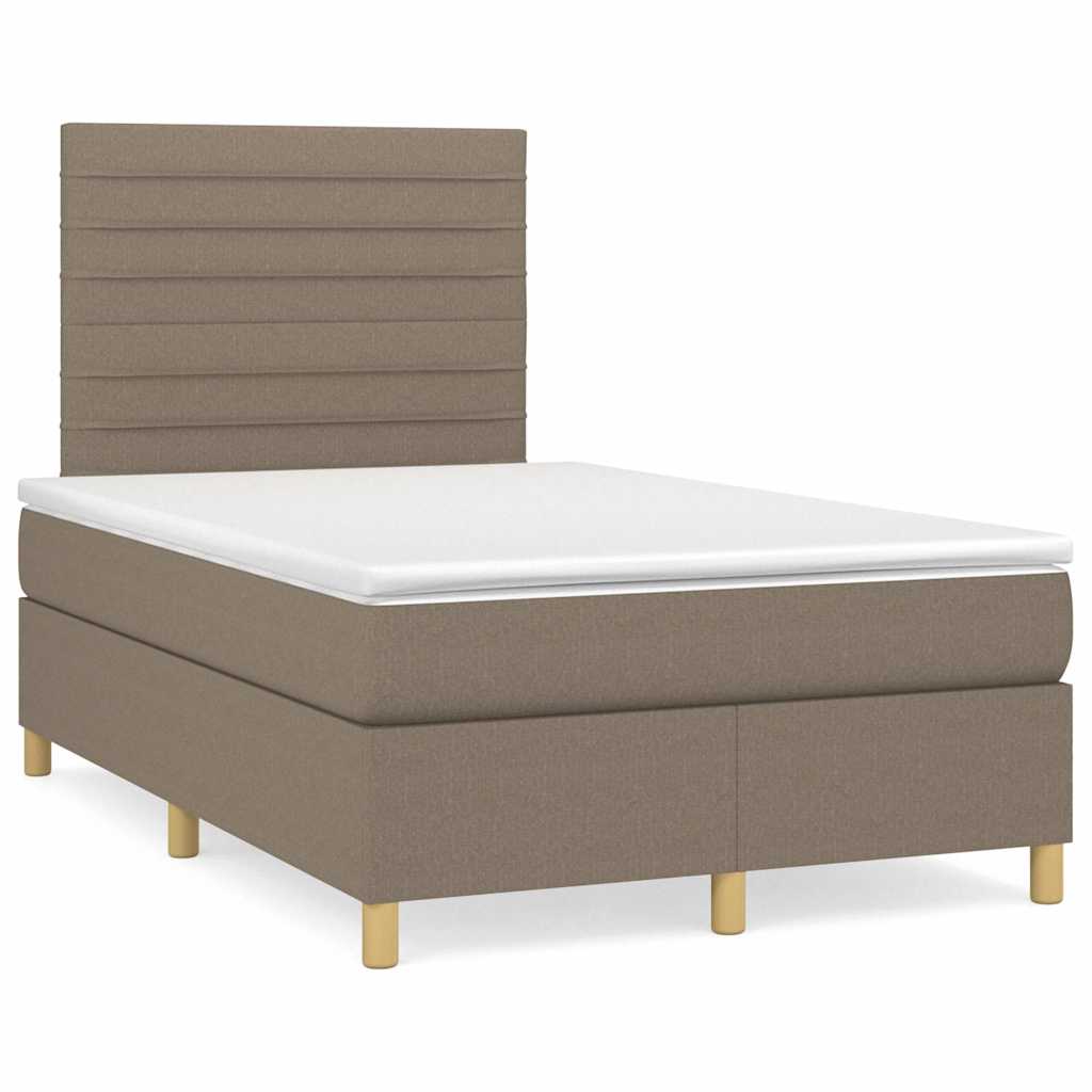 vidaXL Boxspringbett mit Matratze & LED Taupe 120x190 cm Stoff