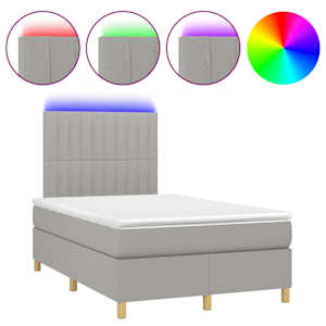 Box spring postel s matrací a LED světle šedá 120x190 cm textil - obrázek 2