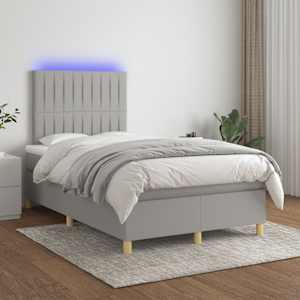Box spring postel s matrací a LED světle šedá 120x190 cm textil - obrázek 5