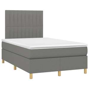 Box spring postel s matrací a LED tmavě šedá 120x190 cm textil - obrázek 3