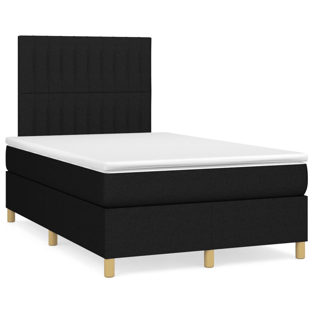 Boxspringbett mit Matratze & LED Schwarz 120×190 cm Stoff