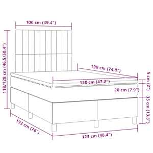 Box spring postel s matrací a LED tmavě hnědá 120x190 cm textil - obrázek 11