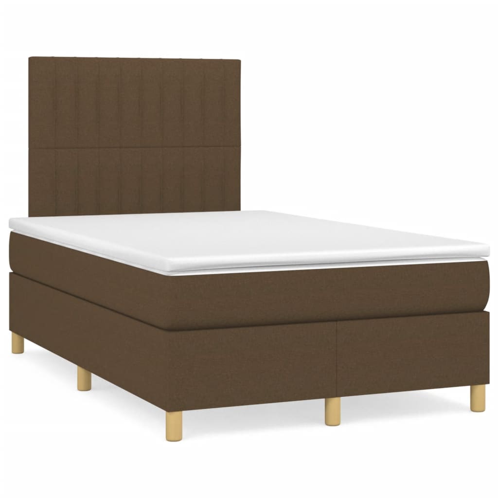 Box spring postel s matrací a LED tmavě hnědá 120x190 cm textil