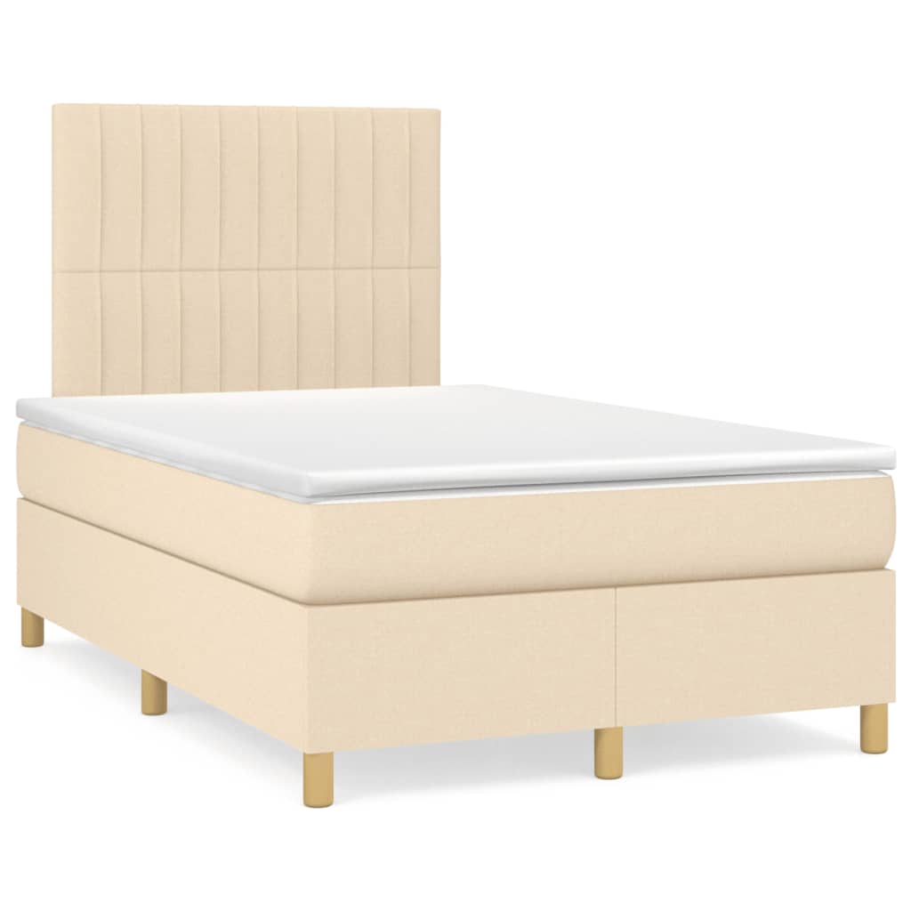 Boxspringbett mit Matratze & LED Creme 120×190 cm Stoff