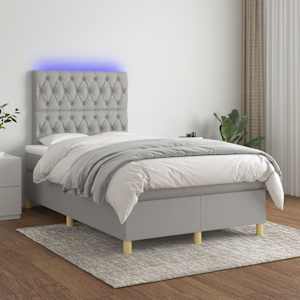 Box spring postel s matrací a LED světle šedá 120x190 cm textil - obrázek 5