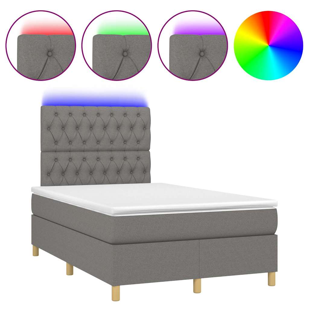 Thumbnail - vidaXL Boxspringbett mit Matratze & LED Dunkelgrau 120x190 cm Stoff