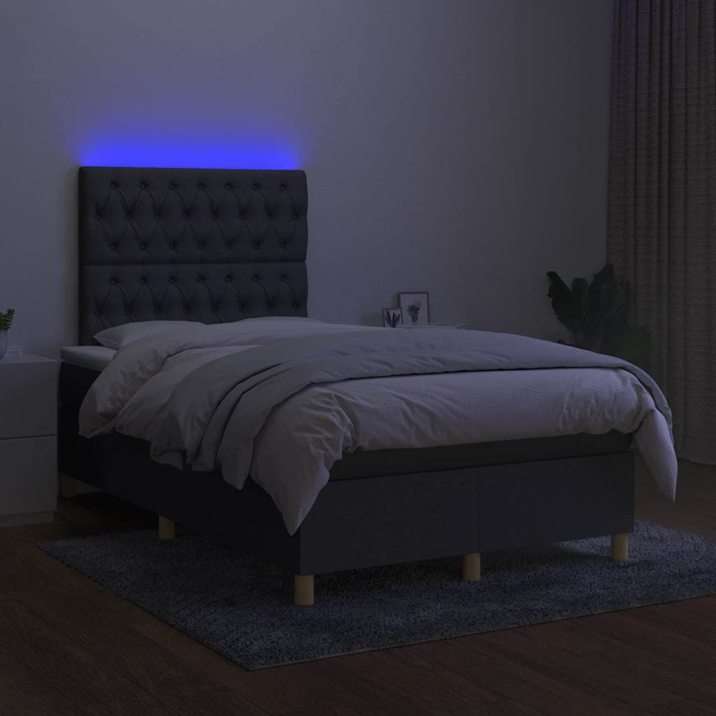 vidaXL Boxspring met matras en LED stof donkergrijs 120x190 cm grijs, foto 2