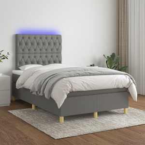 Box spring postel s matrací a LED tmavě šedá 120x190 cm textil - obrázek 5
