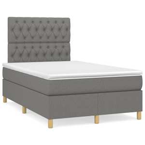Box spring postel s matrací a LED tmavě šedá 120x190 cm textil - obrázek 1