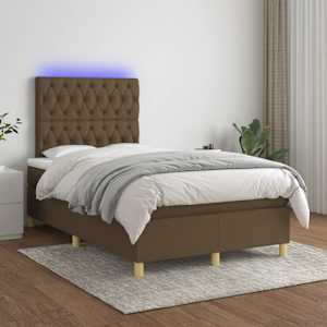 Box spring postel s matrací a LED tmavě hnědá 120x190 cm textil - obrázek 5