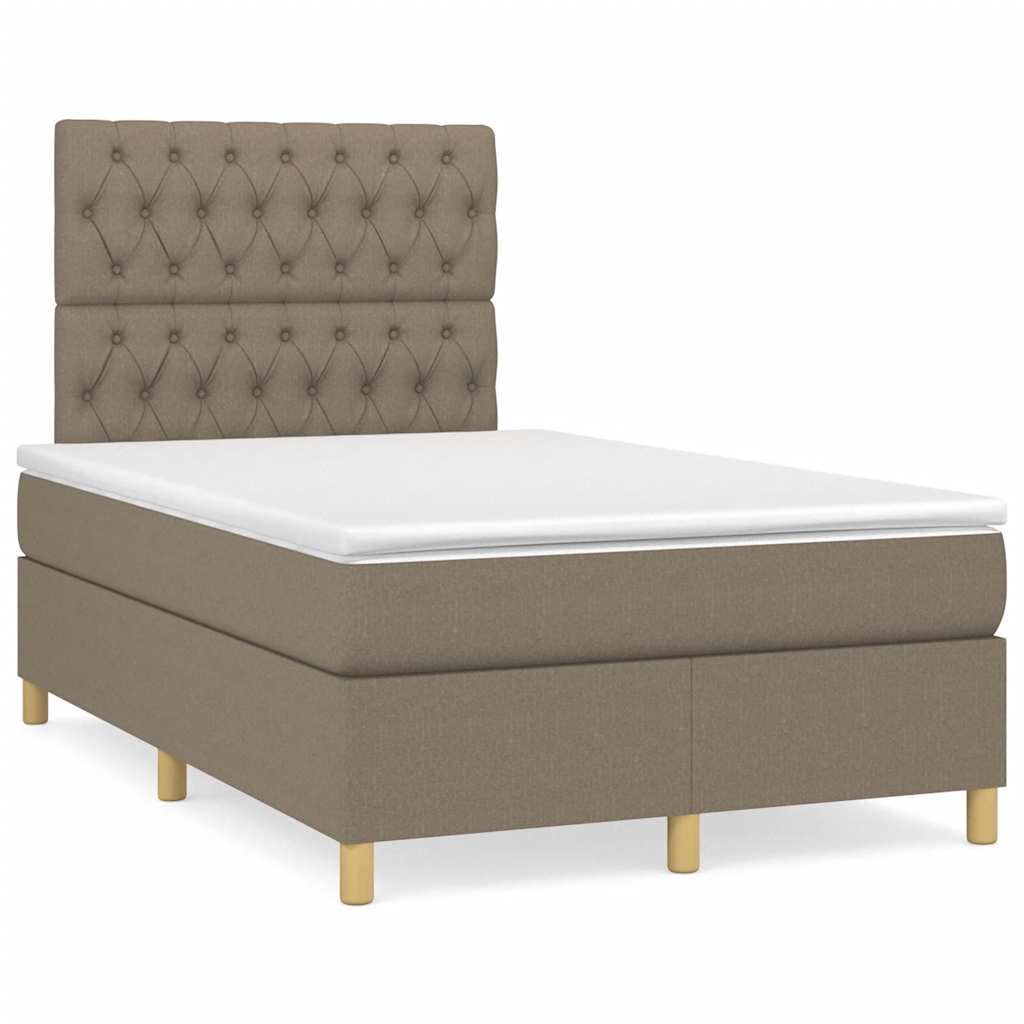 vidaXL Boxspringbett mit Matratze & LED Taupe 120x190 cm Stoff