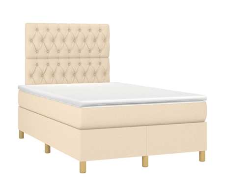 vidaXL Letto a Molle con Materasso e LED Crema 120x190 cm in Tessuto