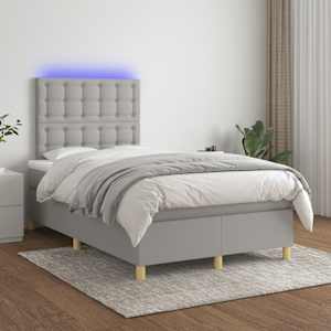 Box spring postel s matrací a LED světle šedá 120x190 cm textil - obrázek 5