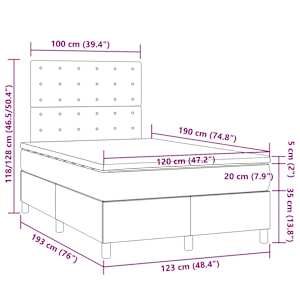 Box spring postel s matrací a LED světle šedá 120x190 cm textil - obrázek 11