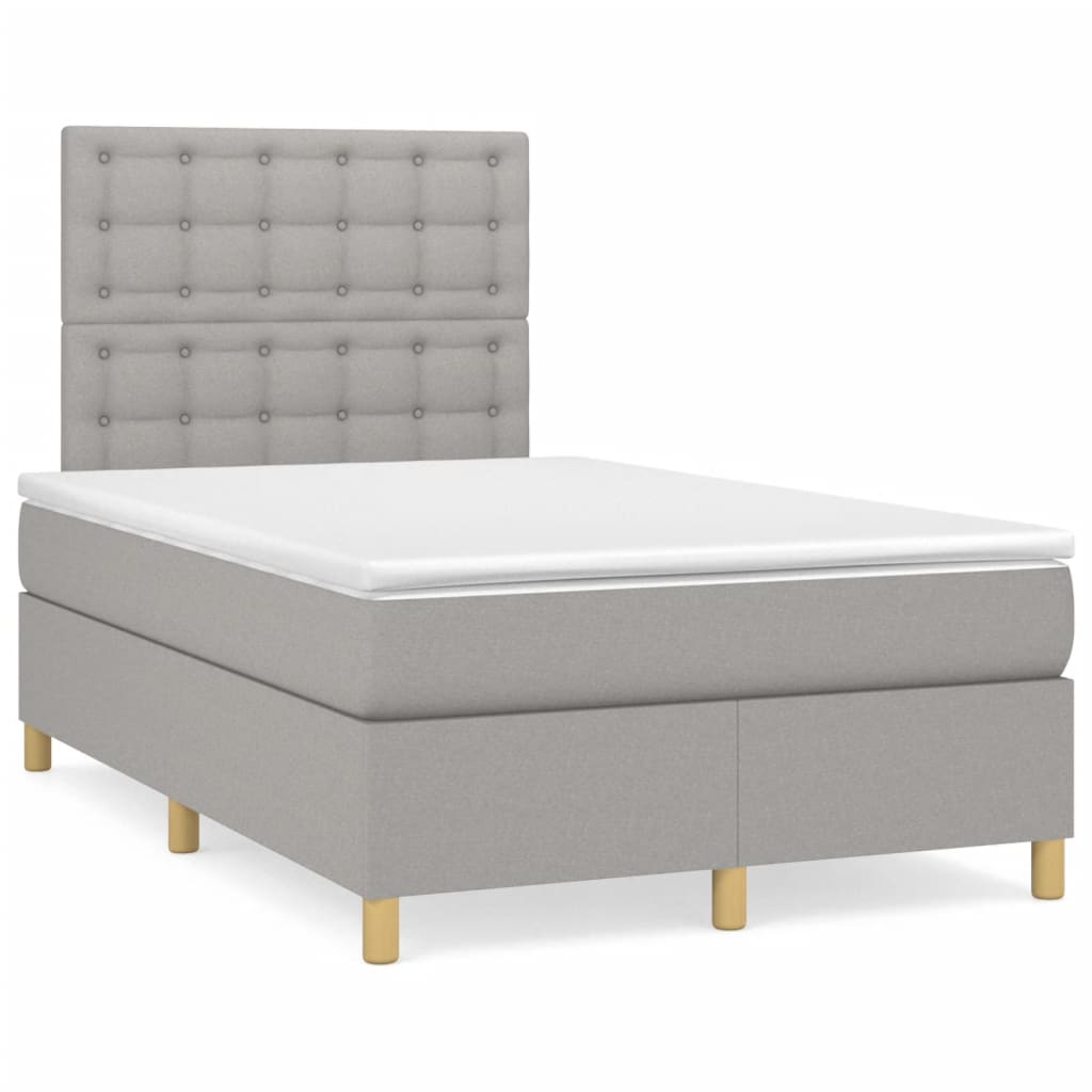 Box spring postel s matrací a LED světle šedá 120x190 cm textil