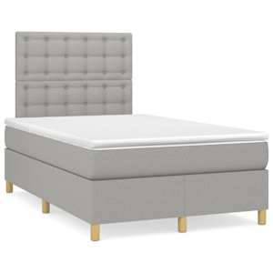 Box spring postel s matrací a LED světle šedá 120x190 cm textil - obrázek 1
