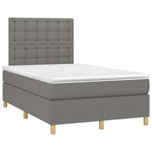 Box spring postel s matrací a LED tmavě šedá 120x190 cm textil - obrázek 3