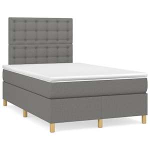 Box spring postel s matrací a LED tmavě šedá 120x190 cm textil - obrázek 1