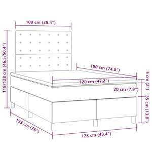 Box spring postel s matrací a LED černá 120x190 cm textil - obrázek 10