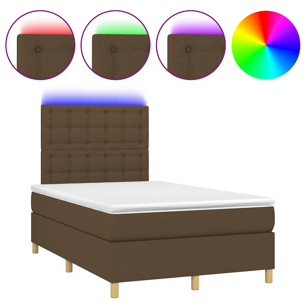 Thumbnail - vidaXL Boxspringbett mit Matratze & LED Dunkelbraun 120x190 cm Stoff