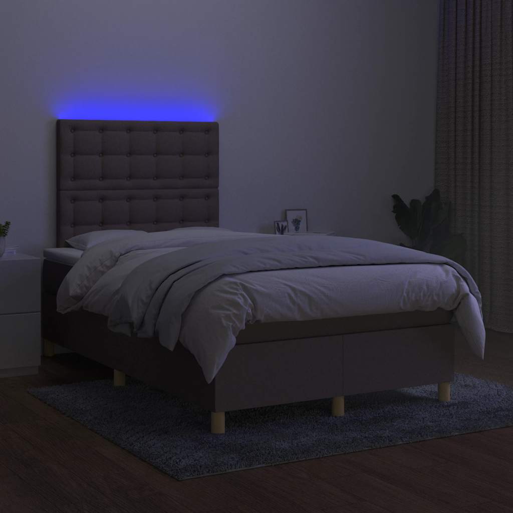 vidaXL Boxspring met matras en LED stof taupe 120x190 cm, foto 2