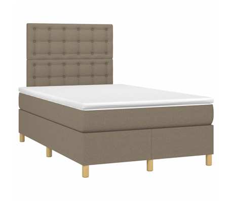 vidaXL Boxspring met matras en LED stof taupe 120x190 cm