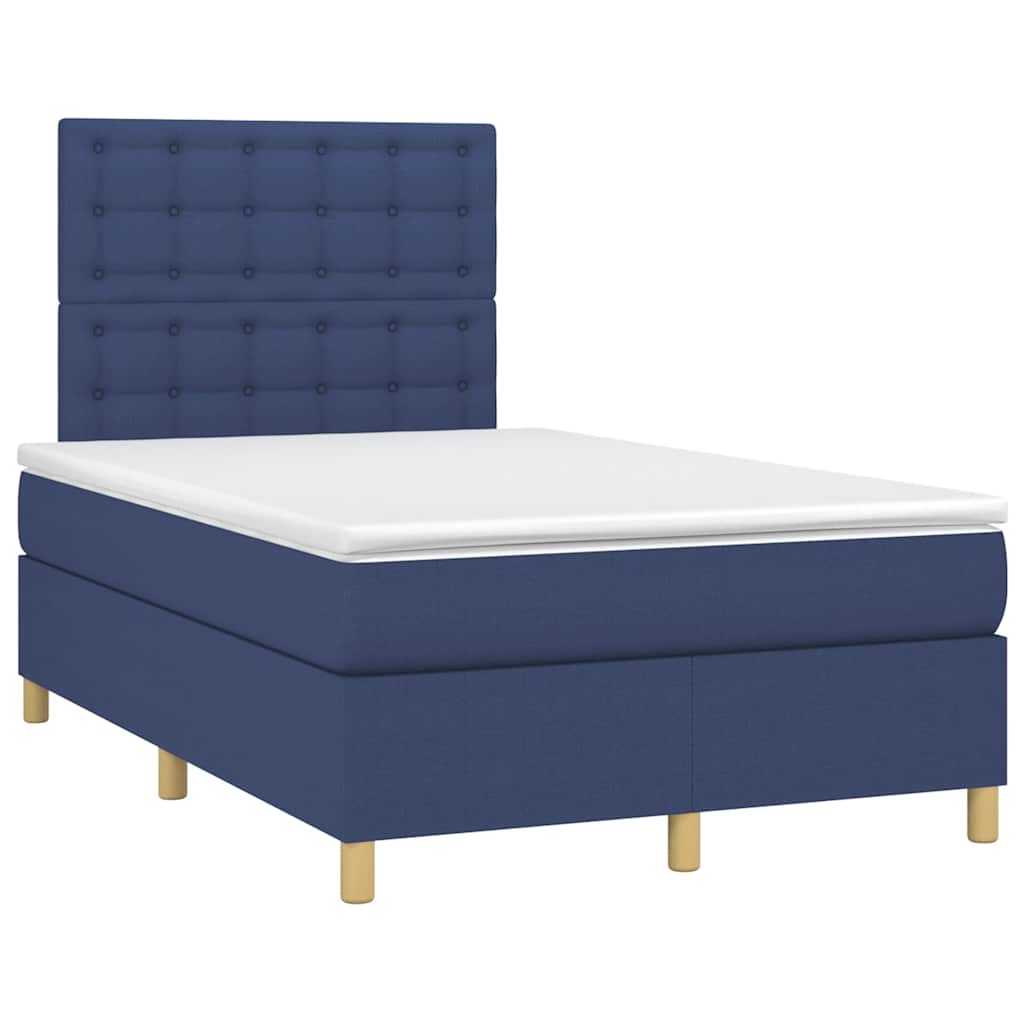 vidaXL Boxspring met matras en LED stof blauw 120x190 cm afbeelding