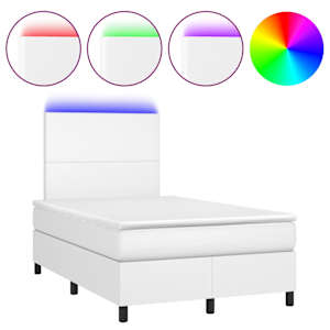 Box spring postel s matrací a LED bílá 120 x 190 cm umělá kůže - obrázek 2