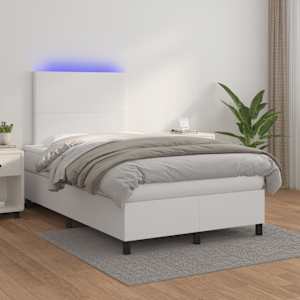 Box spring postel s matrací a LED bílá 120 x 190 cm umělá kůže - obrázek 5