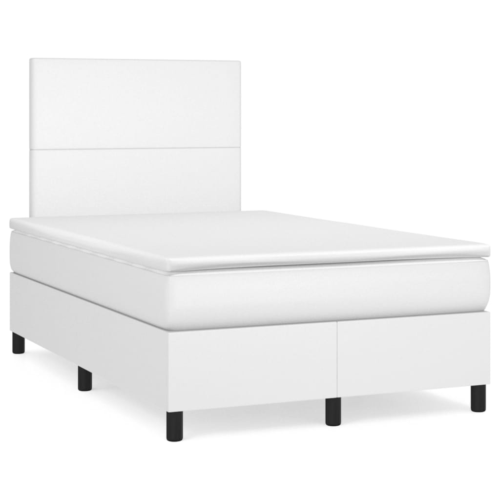Box spring postel s matrací a LED bílá 120 x 190 cm umělá kůže