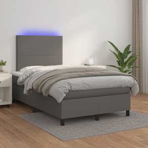 Box spring postel s matrací a LED šedá 120 x 190 cm umělá kůže - obrázek 5