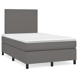 Box spring postel s matrací a LED šedá 120 x 190 cm umělá kůže - obrázek 1