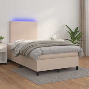 Box spring postel matrace a LED cappuccino 120x190cm umělá kůže - obrázek 5