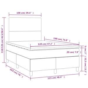 Box spring postel matrace a LED cappuccino 120x190cm umělá kůže - obrázek 10