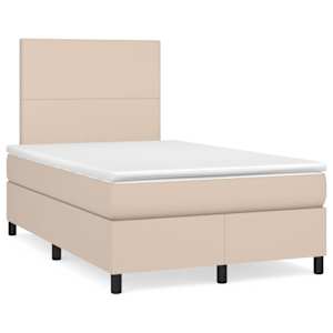 Box spring postel matrace a LED cappuccino 120x190cm umělá kůže - obrázek 1
