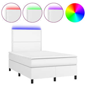Box spring postel s matrací a LED bílá 120 x 190 cm umělá kůže - obrázek 2