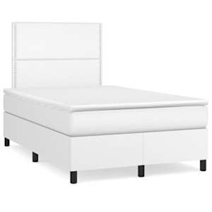 Box spring postel s matrací a LED bílá 120 x 190 cm umělá kůže - obrázek 1