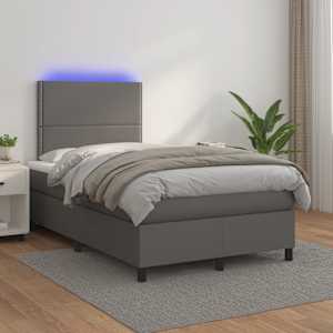 Box spring postel s matrací a LED šedá 120 x 190 cm umělá kůže - obrázek 5