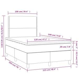 Box spring postel s matrací a LED šedá 120 x 190 cm umělá kůže - obrázek 11