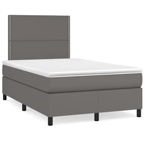 Box spring postel s matrací a LED šedá 120 x 190 cm umělá kůže - obrázek 1