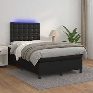 Box spring postel s matrací a LED černá 120 x 190 cm umělá kůže - obrázek 5