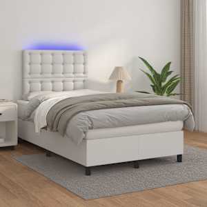 Box spring postel s matrací a LED bílá 120 x 190 cm umělá kůže - obrázek 5