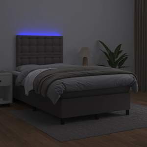Box spring postel s matrací a LED šedá 120 x 190 cm umělá kůže - obrázek 4