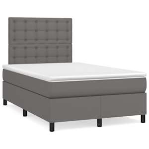 Box spring postel s matrací a LED šedá 120 x 190 cm umělá kůže - obrázek 1
