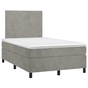 Box spring postel s matrací a LED světle šedá 120x190 cm samet - obrázek 3