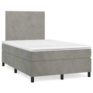 Box spring postel s matrací a LED světle šedá 120x190 cm samet - obrázek 1