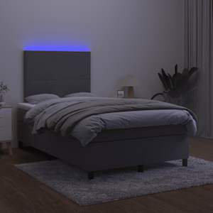 Box spring postel s matrací a LED tmavě šedá 120 x 190 cm samet - obrázek 4