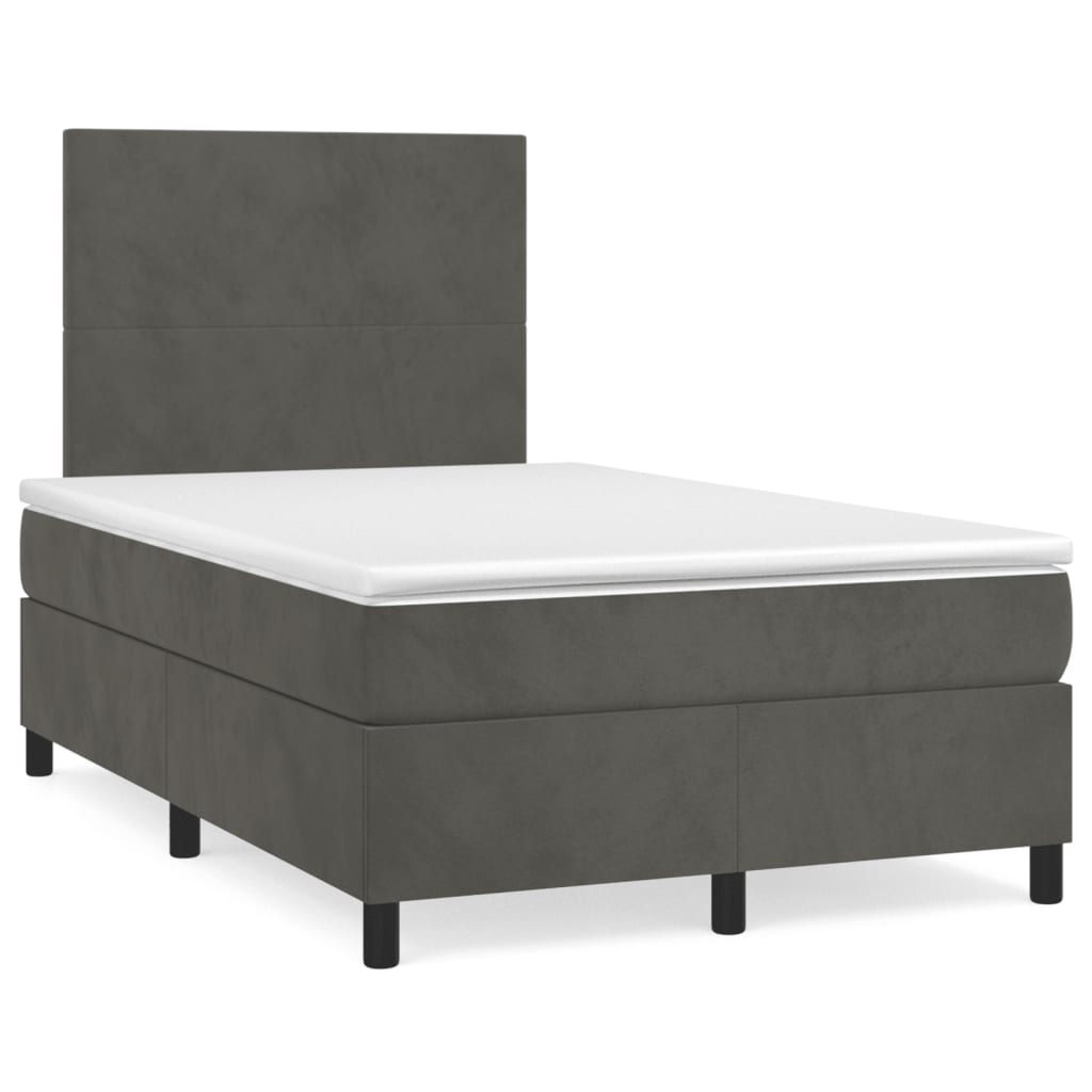 Boxspringbett mit Matratze & LED Dunkelgrau 120×190 cm Samt